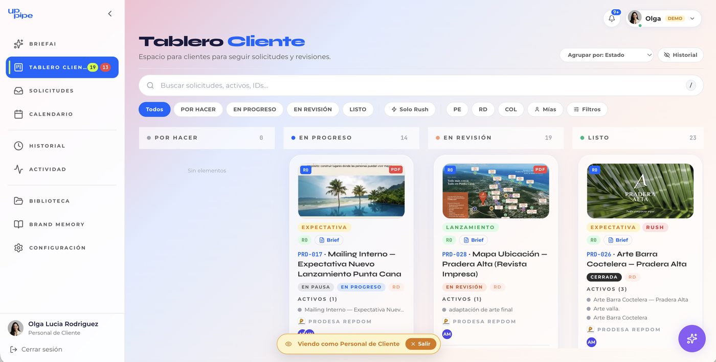 Tablero cliente
